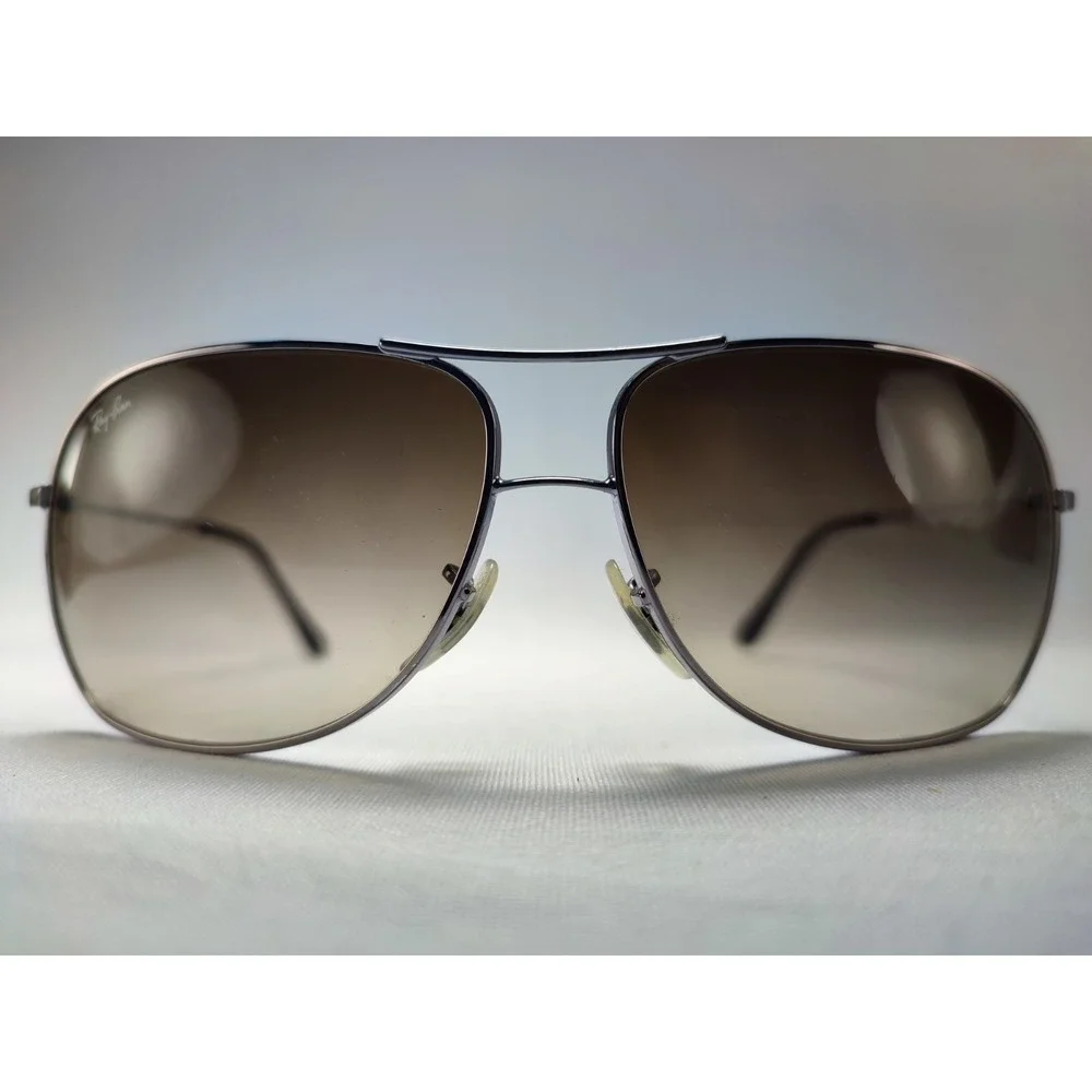 Ray-Ban RB3267 004/13 Silver Aviator Sunglasses Brown Gradient 64mm